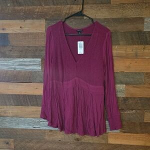 Torrid Deep Burgundy Textured V-Neck Blouse